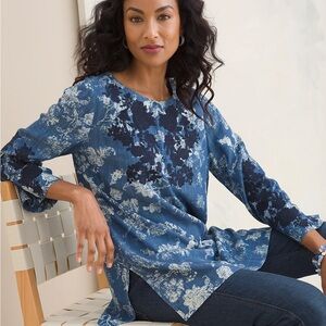 Chico’s embroidered denim tunic